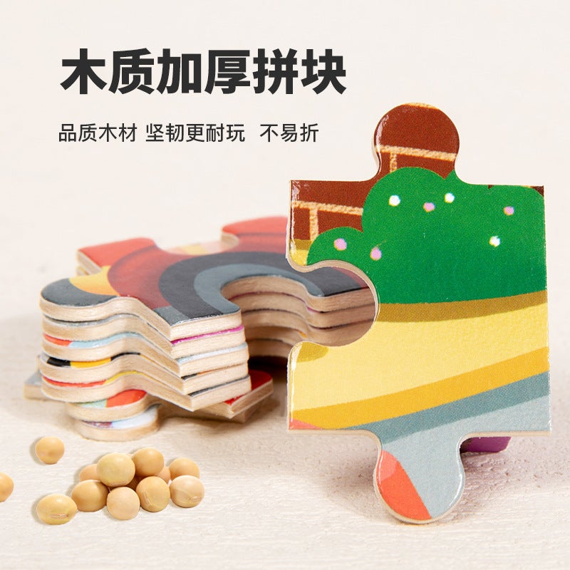Wooden 49-Piece Scene Puzzle Children'S Early Education Puzzle Animal Dinosaur Traffic Cartoon Wooden Flat Puzzle Toy - Image 4